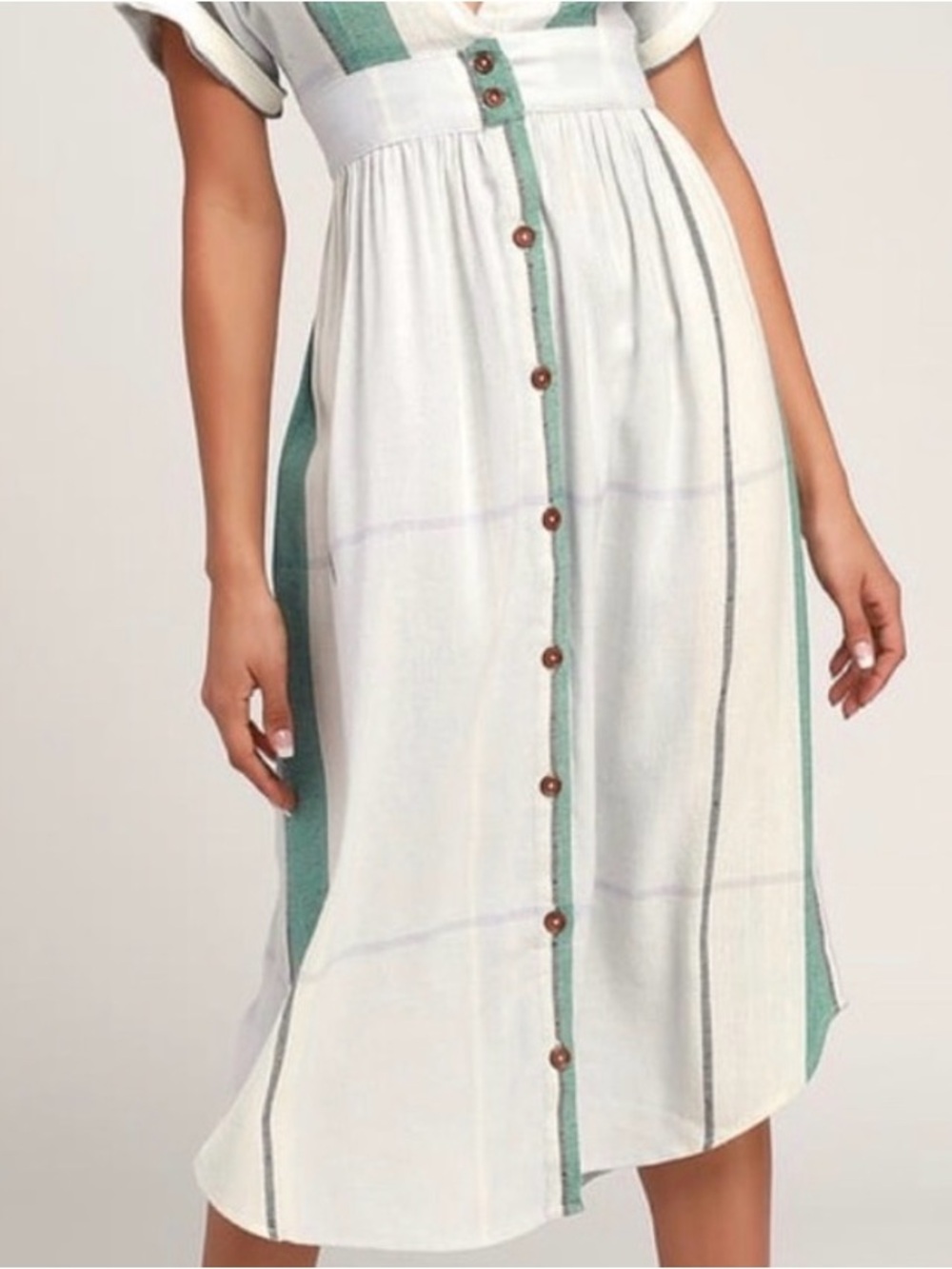 O'Neill Striped Button Front Maxi Dress V-Neck Short Sleeve Multicolor Size S